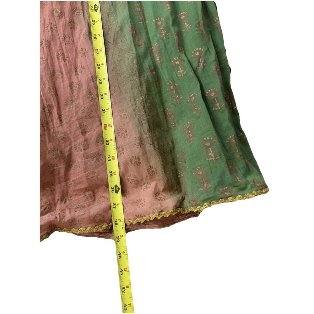 Boho Patchwork Maxi Skirt Free Size Cotton India Festival Hippie Gypsy Gold - Picture 8 of 8